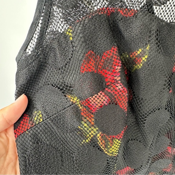 Betsey Johnson 10 Dress Floral Polka Dot Retro Rose Fit & Flare Mini Mesh Lace - Picture 5 of 11